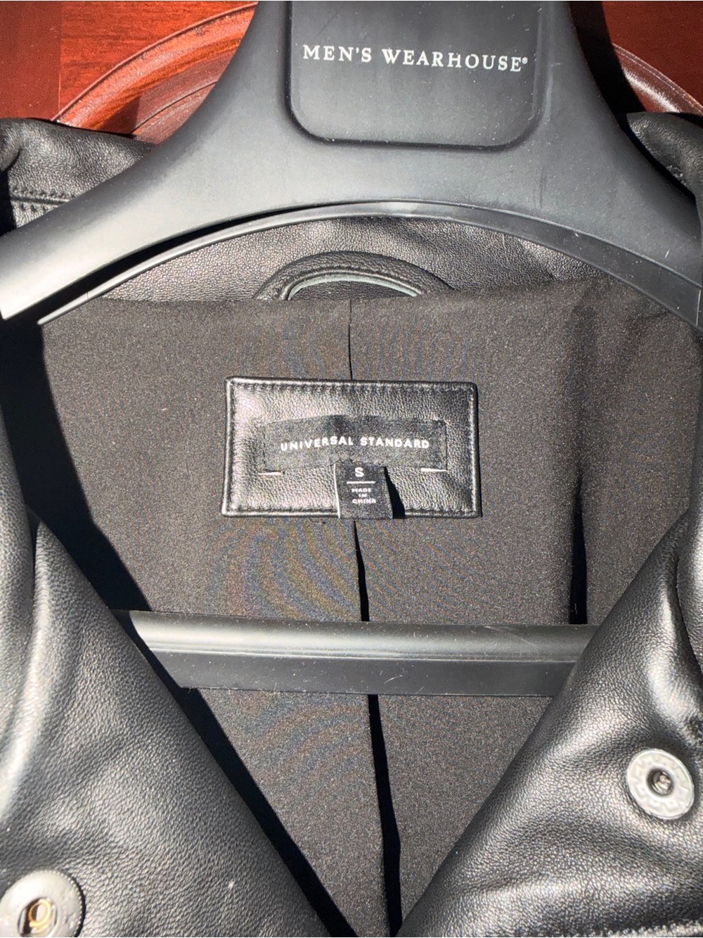 Universal Standard Black Leather Snap-Front Jacket